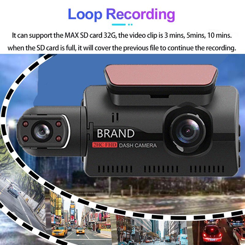 3" 1080P HD Car DVR Dash Camera Video Recorder Rear View Camera Loop Recording G-sensor Night Vision 170° Wide Angle Dash Cam