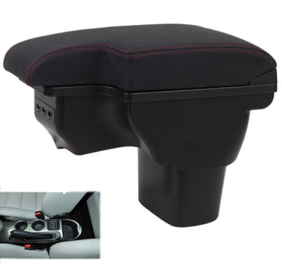 For Nissan Juke armrest box central Store content box cup holder ashtray interior decoration car-styling accessories 14-17: Black red line