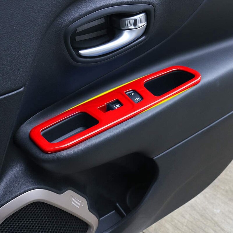 til jeep overløper vindusløfter bryterpanel innredning tilbehør, abs rød 4 stk
