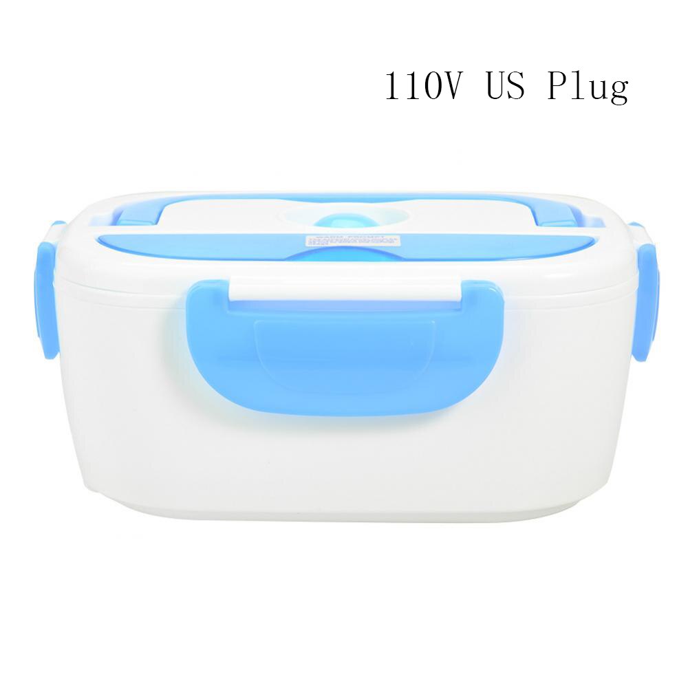 220v/110v lunchbox voedselcontainers draagbare elektrische verwarming voedselverwarmer rijstcontainer serviessets voor auto thuis: Blauwe amerikaanse stekker