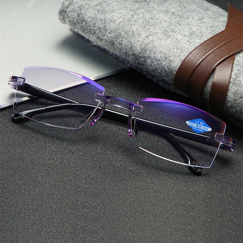 Frameloze Leesbril Anti Blauw Licht Randloze Verziend Brillen Ver Slechtzienden Bril Dioptrie 0 + 1.0 1.5 2.0 2.5 3.0 + 3.5 4.0