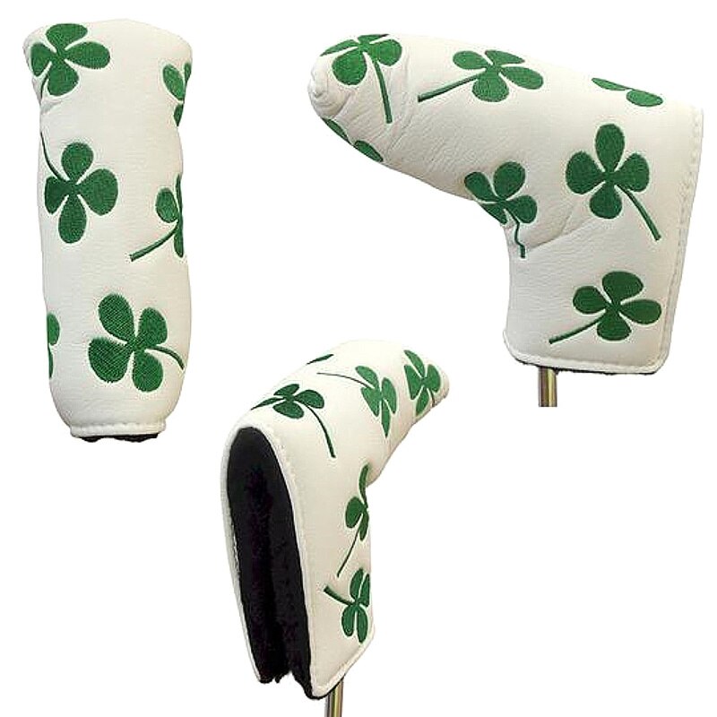 Shamrock Lucky Clover Golf Putter Head Cover Headcover Blade Black White Fit All Brands for Men Women