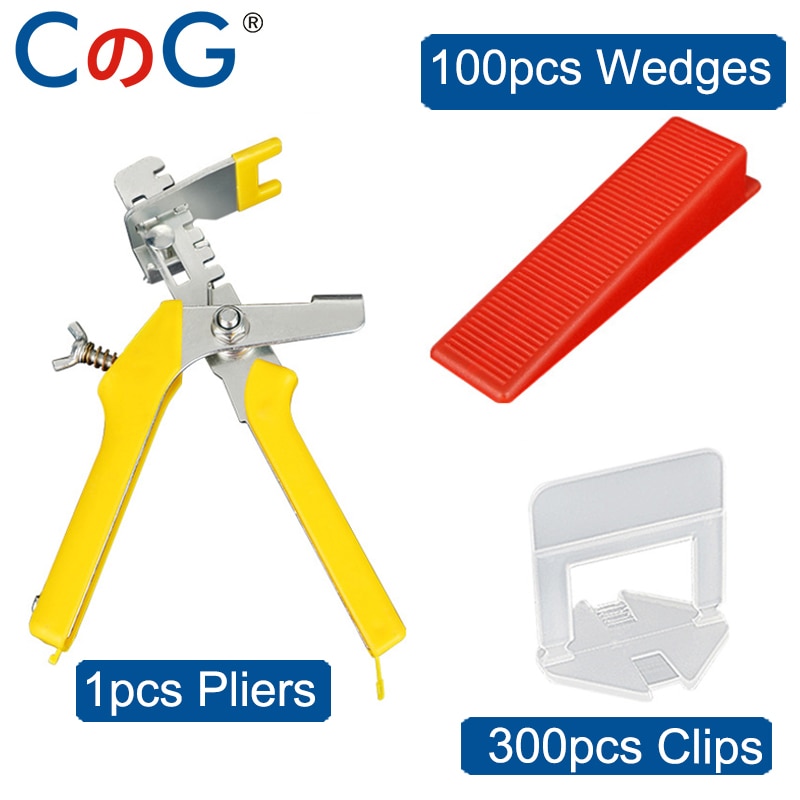 401pcs Floor Spacer Tile Leveling System Spacer 3mm Clips For Tiling Flooring Tools 300 Pieces Clips + 100 Pcs Wedges + Pliers