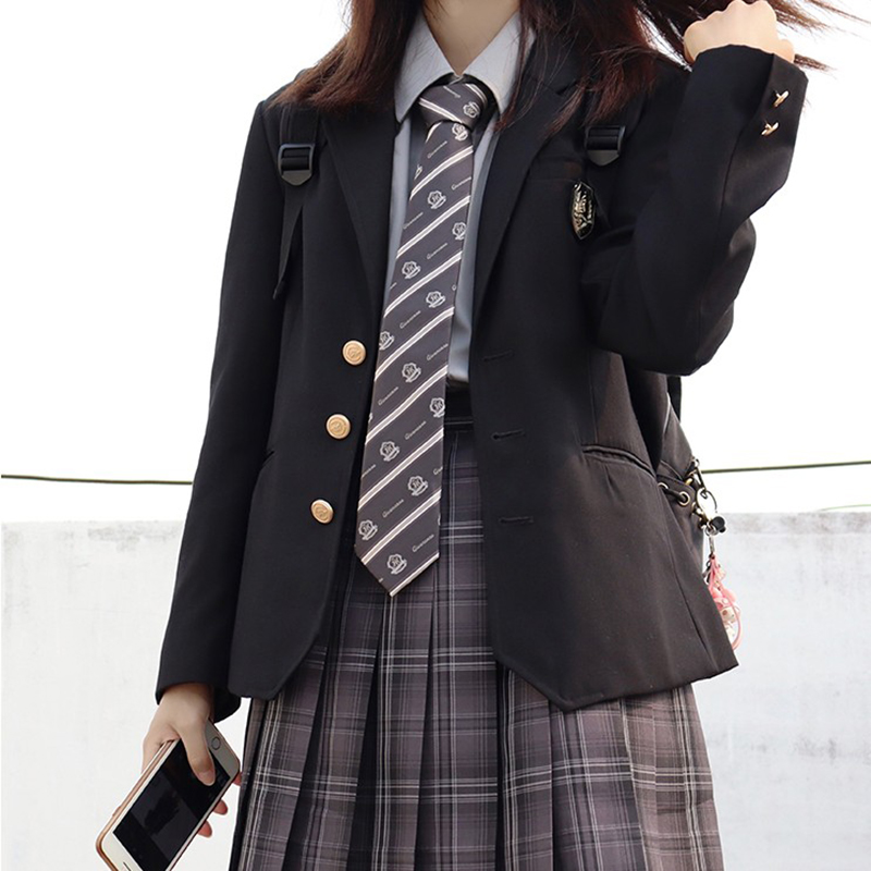[CHI TAI] Women Spring Autumn Formal Blazers Japanese Black Long Sleeves Suit Girl Pockets Jackets Coat JK High School Uniforms
