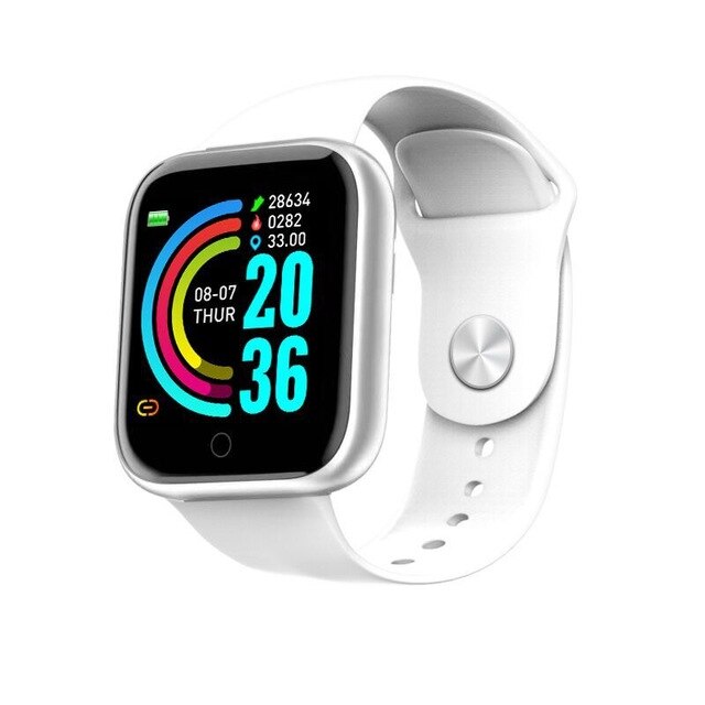 Bluetooth smart klocka män kvinnor blodtrycksmätare vattentät fitness tracker armband puls smartwatch för android ios: Y68 vita