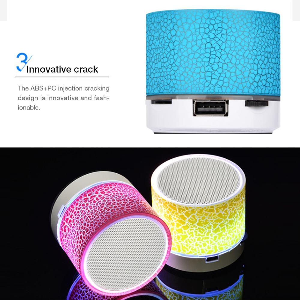 Mini Draadloze Bluetooth Kleurrijke Licht Kleine Crack Sound Speaker Subwoofer Ondersteuning Tf Card