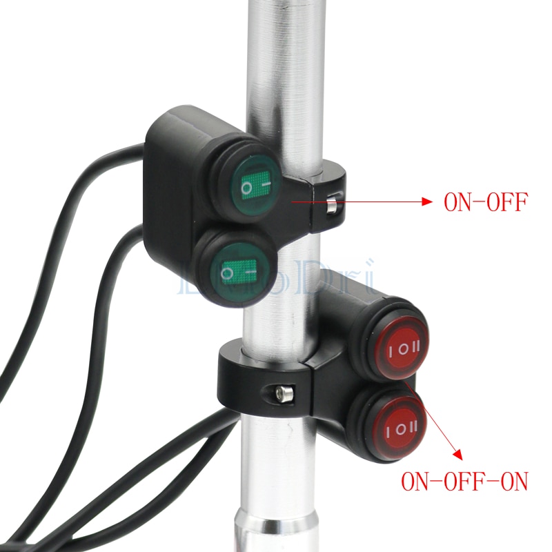 LMoDri-Interruptor de aleación de aluminio para motocicleta, 7/8 manillar de ", resistente al agua, 2 interruptores de Control, indicador de luz Universal, 12V