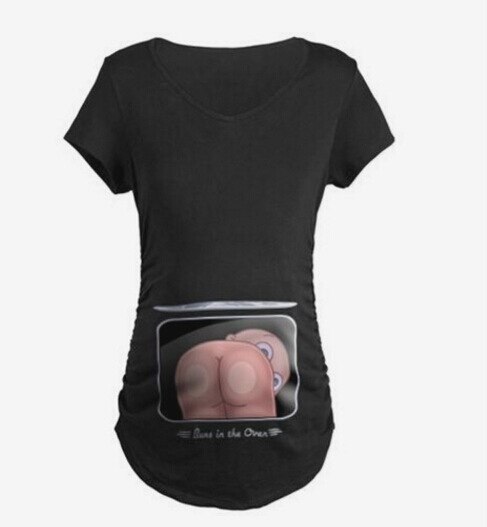 Gravidtröjor gravid t-shirts söta babytryckta kläder för gravida kvinnor t-shirt: Svart / Xxl