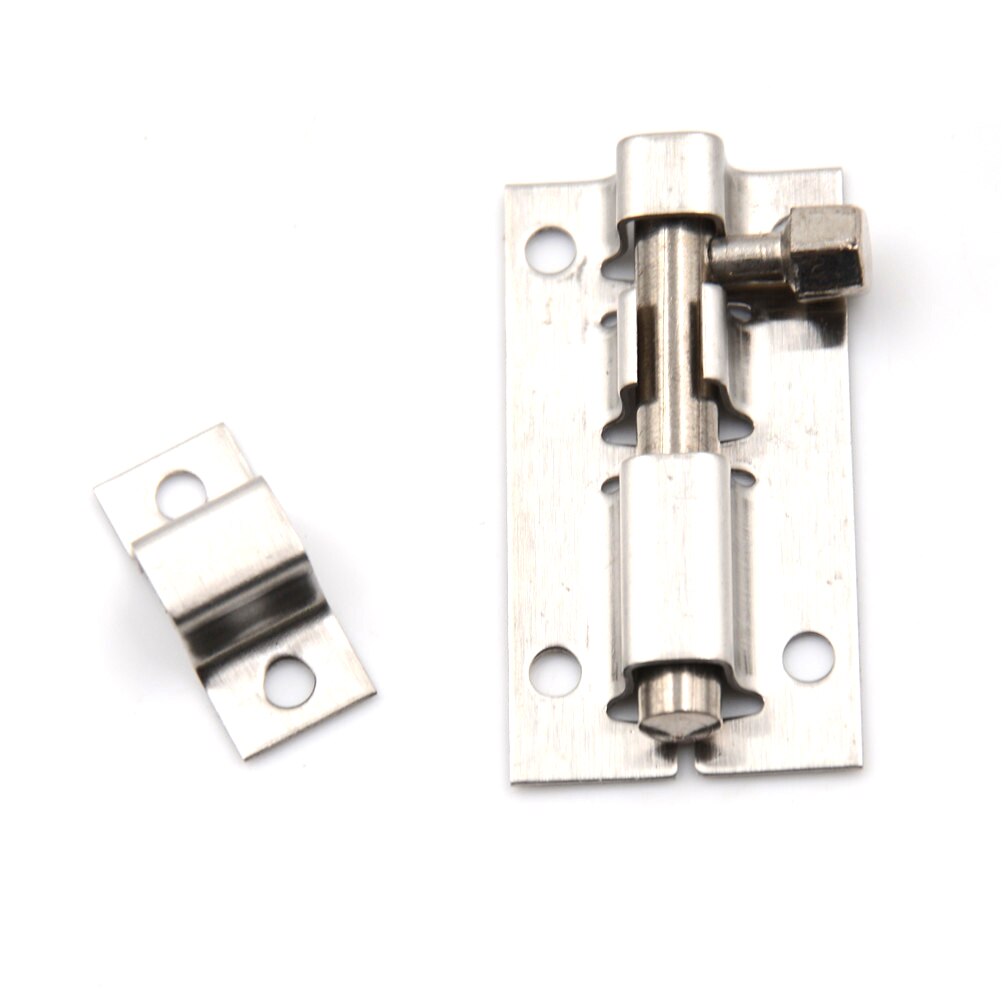 2Pc 2 Inch Long Silver Stainless Steel Door Latch Sliding Lock Barrel Bolt Latch Hasp Stapler Gate Safety Lock