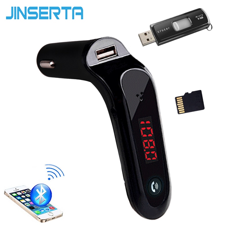 Jinserta 4-In-1 Handsfree Draadloze Bluetooth Fm-zender Aux Modulator Carkit MP3 Speler Sd Usb tf Lcd Auto Accessoires