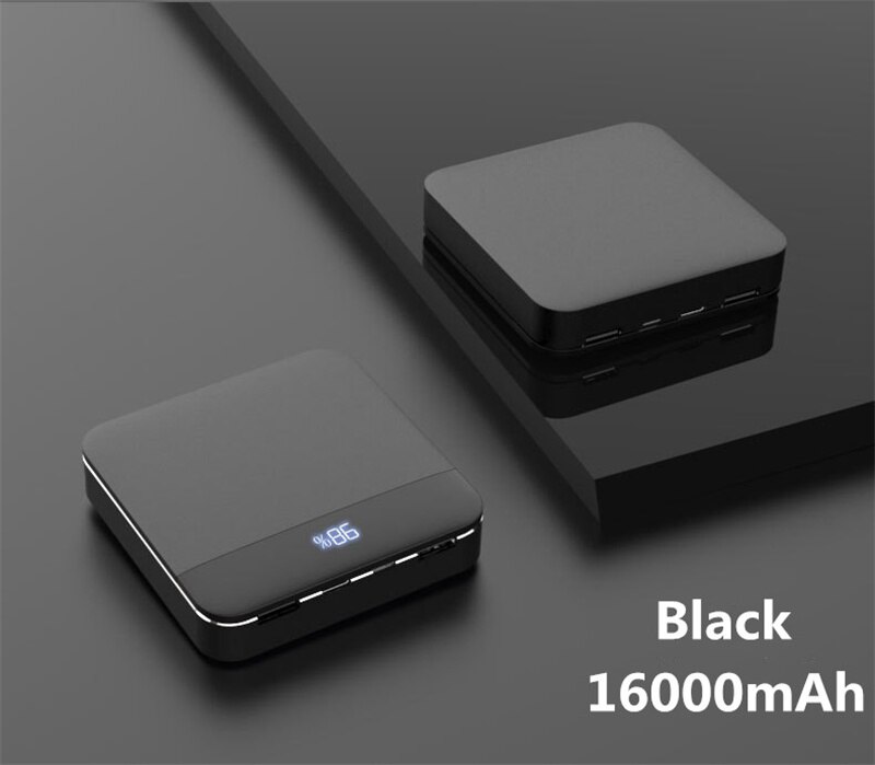 16000mAh Erweiterte-akku Batterie Power Für iPhone Samsung Mini Power Bank Dual-USB Tragbare Batterie Ladegerät Für Xiaomi huawei: Black