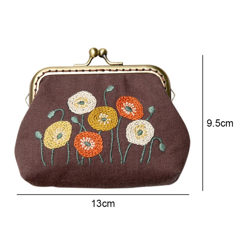Handwork Crafts DIY Embroidery Coin Purse Cloth Material Package Embroidery Kit Flower Alone Handmade Cross Stitch kit: A1