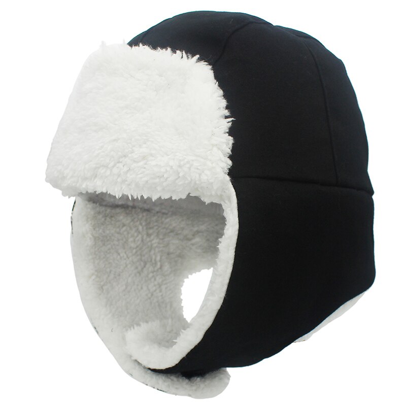 Børnebomber hue vinter børn børn termisk fleece hatte russisk ushanka hat til 3-8y børn: Sort