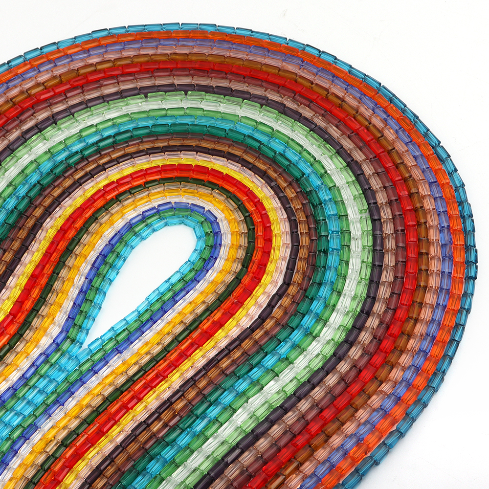 1 hebra de cuentas de cristal rectangulares, cuentas sueltas coloridas para fabricación de joyería, pulseras DIY, accesorios para collares hechos a mano