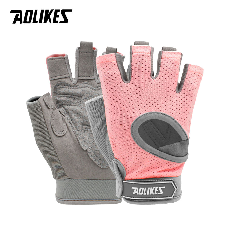 Aolikes 1 paar fitnesshandschoenen voor bodybuilding, sport, fitness, dumbbell workout, ademende handschoenen voor crossfit en gewichtheffen: Donkergrijs / M
