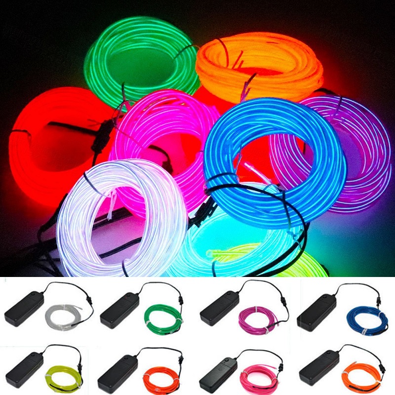 Luz de neón Flexible de 1M/3M/5M/10M, cable EL Led neón para de baile, decoración de ambiente, lámpara RopeTube, tira Led Multicolor impermeable