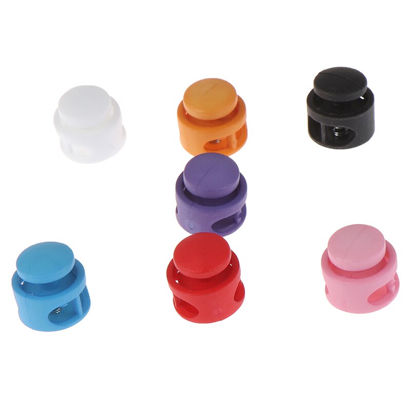 12pcs Double Hole Spring Cord Lock Round Ball Shaped Toggle Stoppers Stop Sliding Cord Fasteners Locks Buttons Ends Replacement