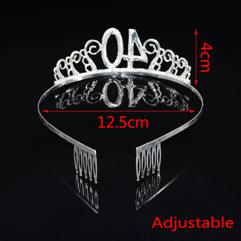 Fødselsdagsfest dekorationer voksen fødselsdag prinsesse krone pandebånd krystal tiara 18 21 30 40 50 60 kvinder krone hår tilbehør