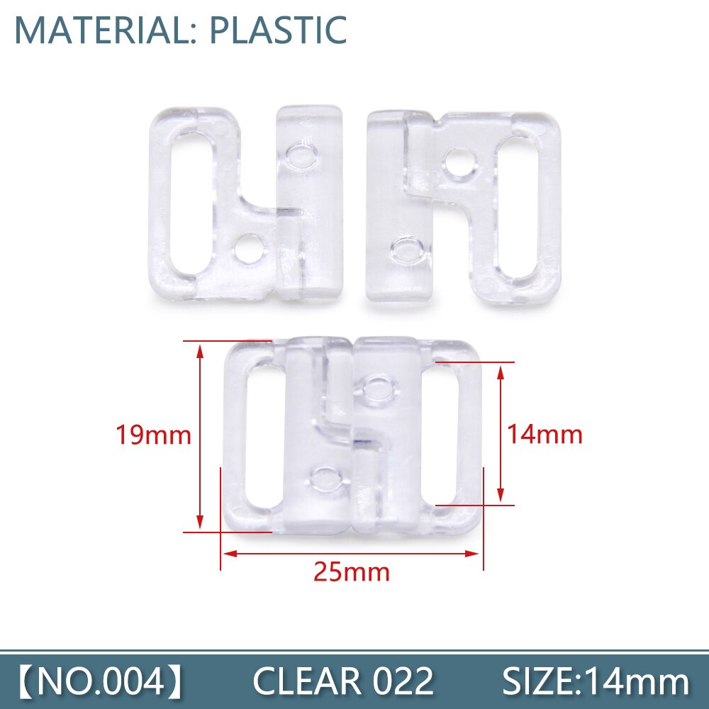 Crochet et fermoir à bande rectangulaire, 10 pièces/lot, prolongateurs de taille pour soutien-gorge, couture sur vêtements, accessoires DIY: 004 Clear022 14mm