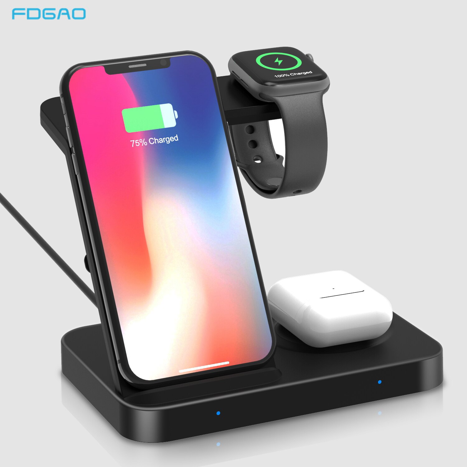 15W Qi Wireless Charger Stand for iPhone 11 X XS XR 8 Fast Charging 3 in 1 Docking Station For AirPods Pro Apple Watch Charger