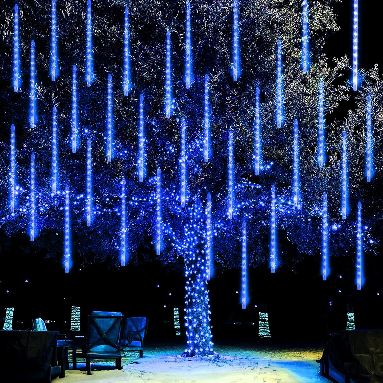 Luces de lluvia de meteoritos, cadena de luz LED impermeable, cielo estrellado, calle, Navidad, patio, jardín, decoración colgante de árbol: Verde / Enchufe AU