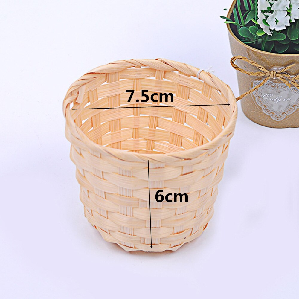 Cute Mini Plastic Weaving Storage Basket Vegetable Fruit Rattan Cosmetics Tea Picnic Basket Toy Dirty Clothes Organizer Handle: Army Green