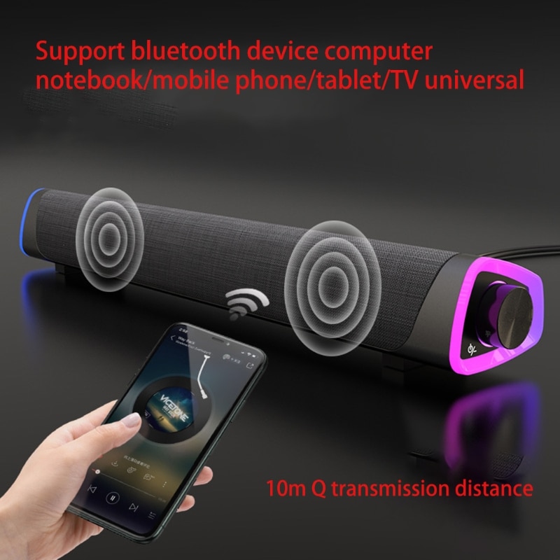 3D Surround Soundbar Bluetooth 5.0 Speaker Wired Computer Speakers Stereo Subwoofer Sound bar for Laptop PC Theater TV Aux X6HA