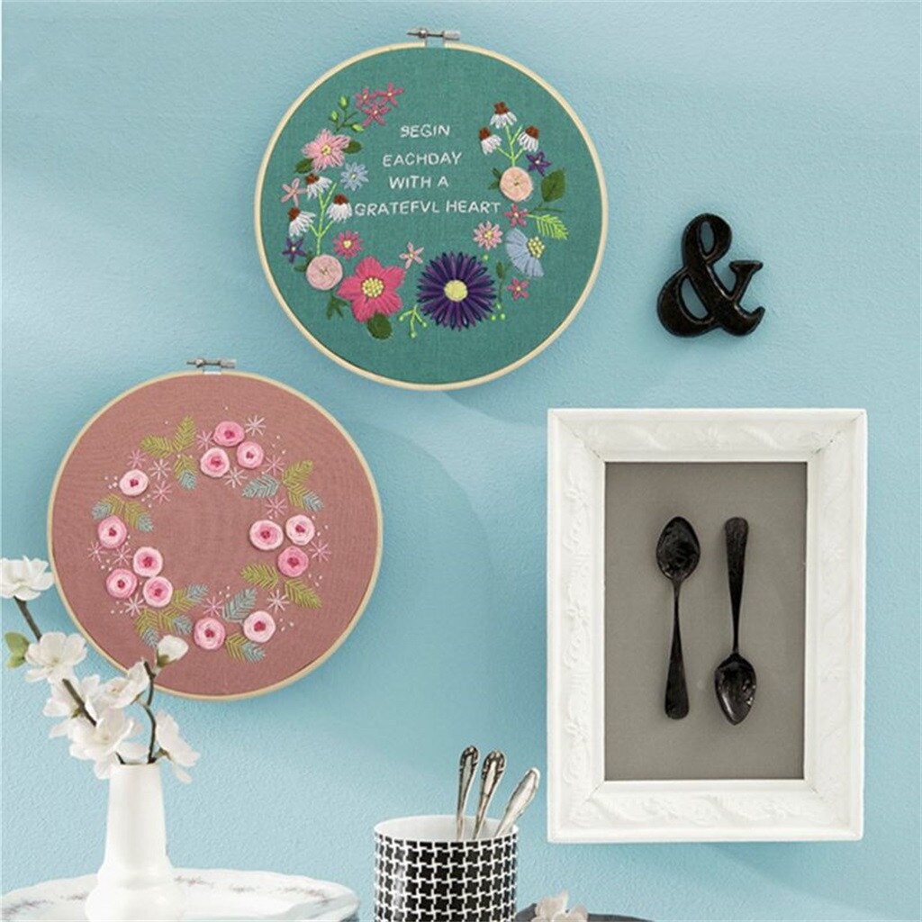 DIY Stamped Embroidery European Cross Stitch Kit Handwork Needlework For Beginners Plant Flower Embroidery Hoop Point De Croix