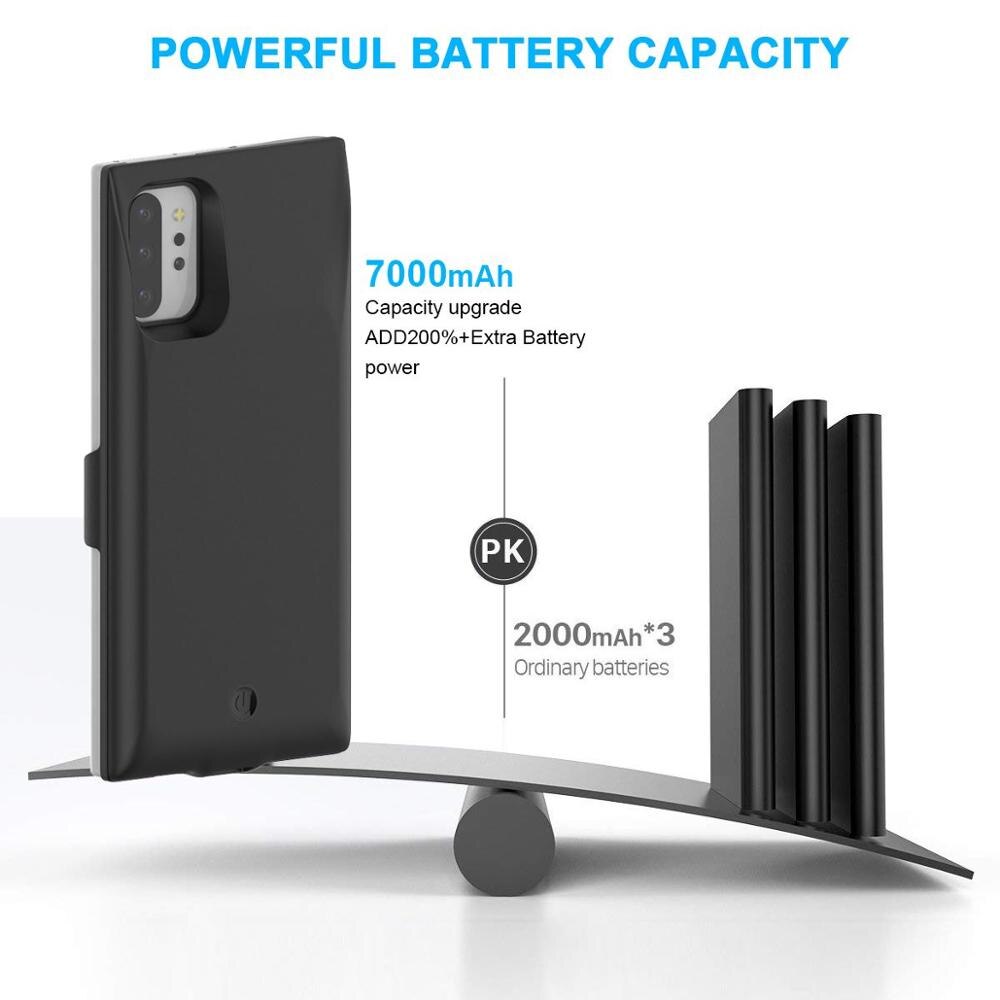 Til samsung galaxy note 10 plus note 10 7000 mah batterioplader etui ekstern backup oplader power bank beskyttelsescover