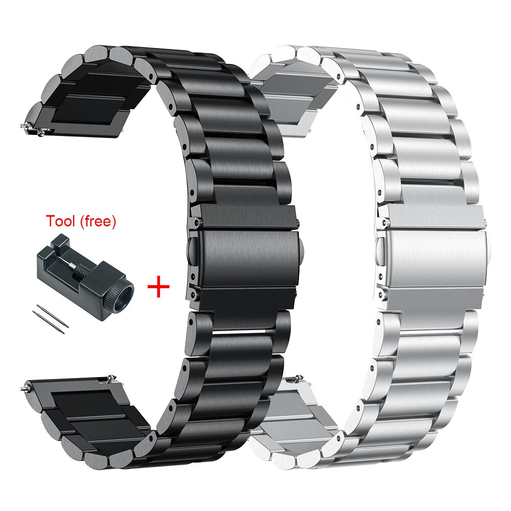 Metal urremme til garmin venu garminmove 3 garminactive s vivoactive 4 4s bånds rem rustfrit stål armbånd 18mm 20mm 22mm