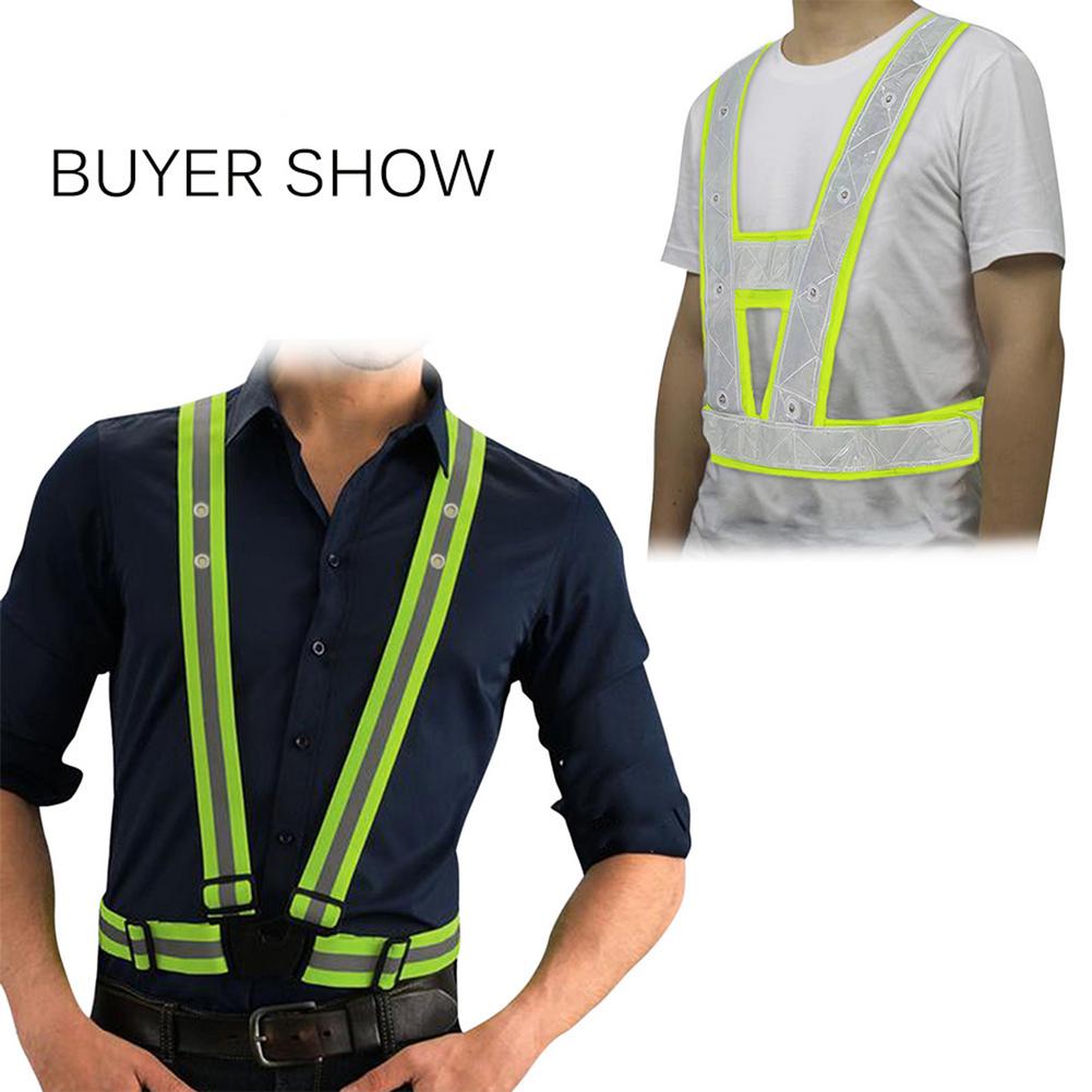 LED Running Reflective Vests Elastic Safe Night Riding Clothing