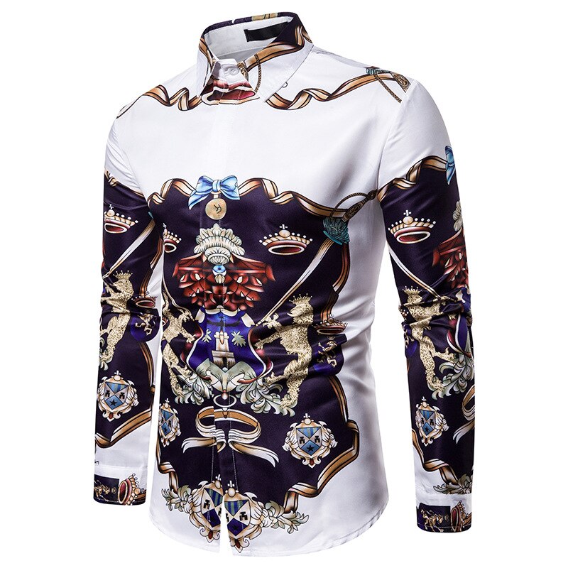 3d tryckta animal tiger herrskjortor casual långärmad camisa social shirt herr camisa hombre hip hop streetwear: C528- vita / M