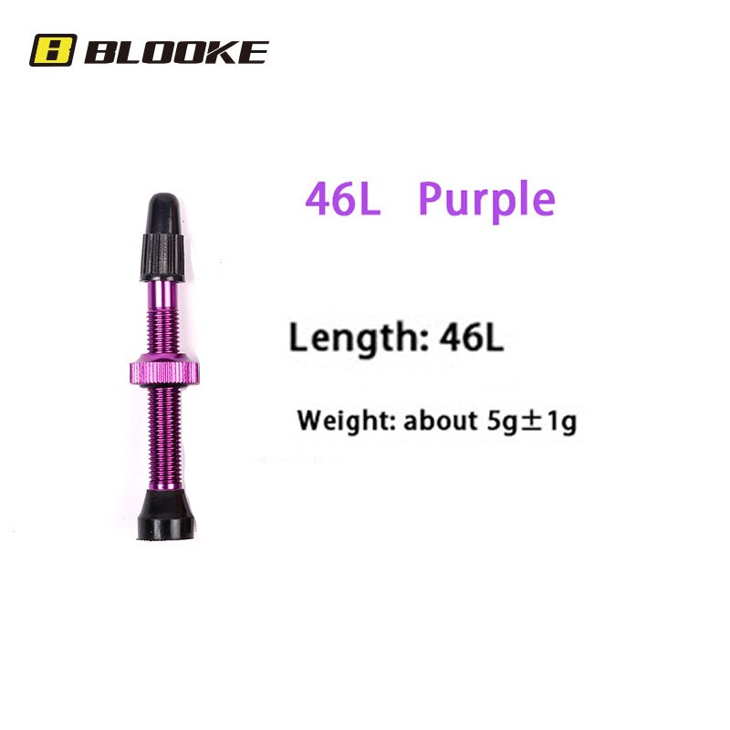 BLOOKE 34/46/60/80MM EPDM Rubber and Alloy Material Bicycle French F/V Tubeless Tire Valve Suitable For Road Bike MTB: 46L Purple