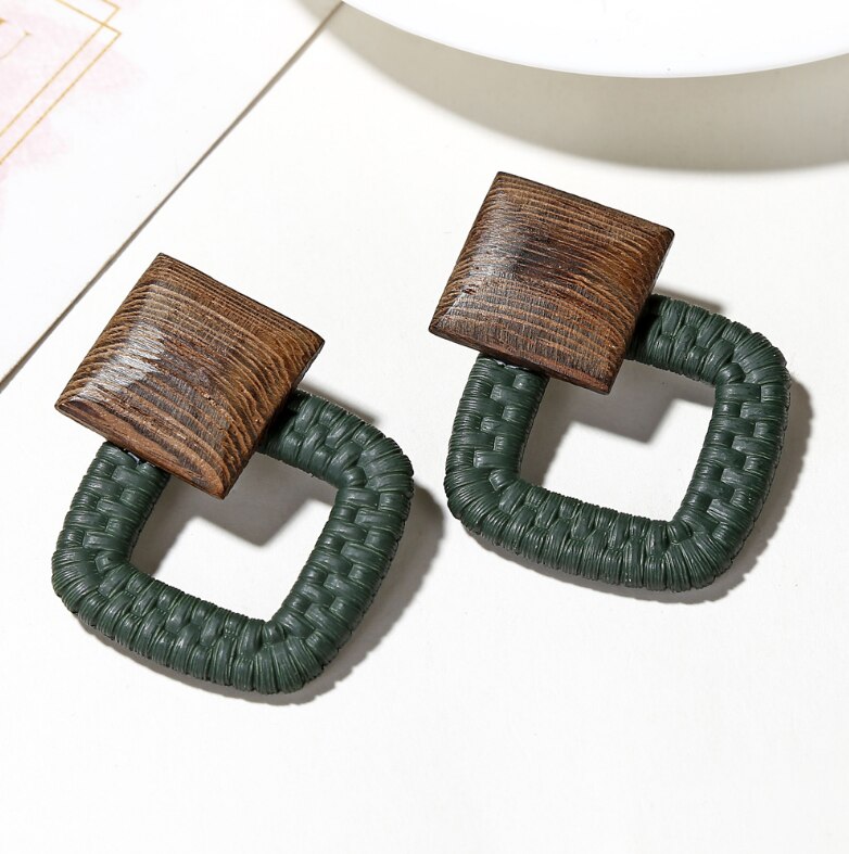 MGaidila, pendientes geométricos hechos de pendientes de madera, pendientes de estilo nacional retro bohemio