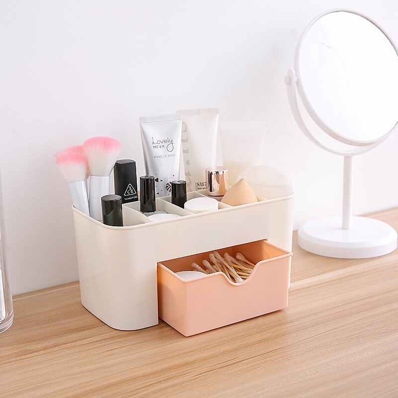 Plastik makeup badeværelse opbevaringsboks kosmetisk arrangør desktop make-up smykker opbevaring etui diverse bord container arrangør