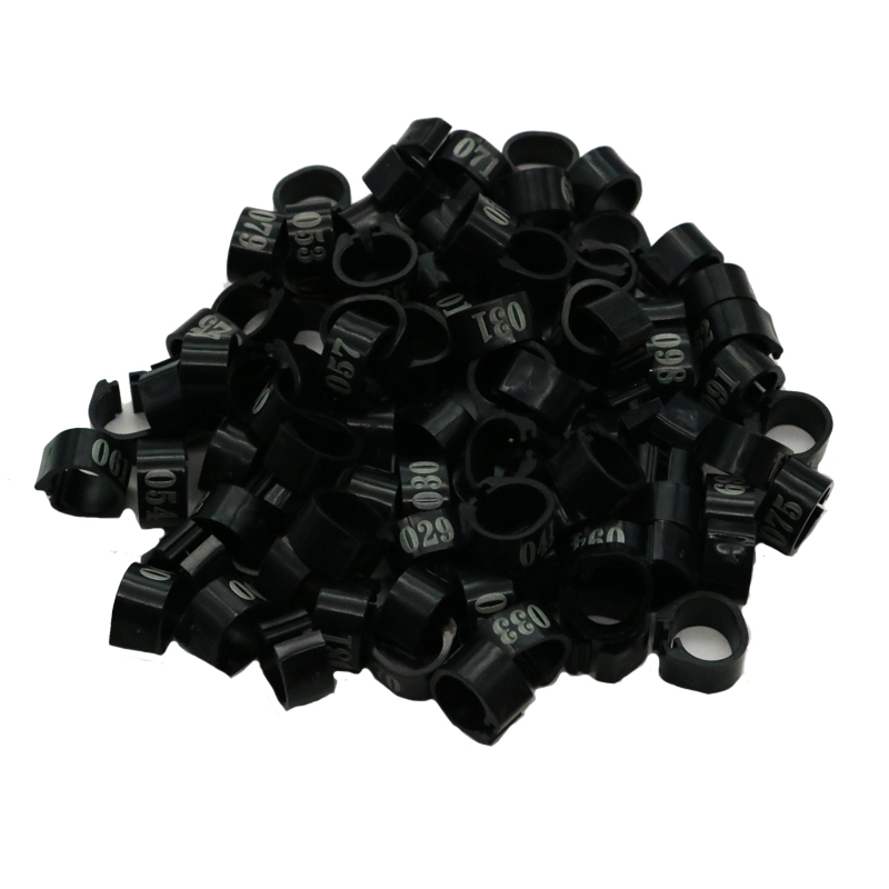 100 stks Binnendiameter 12 MM 14 MM Duif Vogel Plastic Clip Ringen Duif gekleurde voetring Nr.1-100 Gevogelte Beenbanden: L / Black