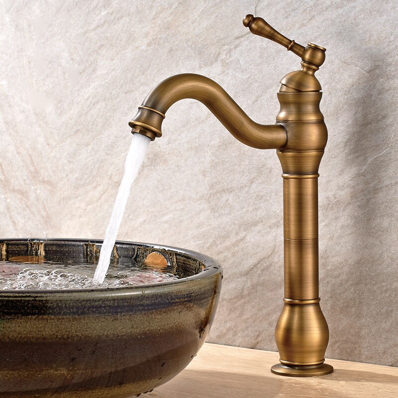 Europæisk retro vandhane antik kunstbassin over håndvask vandhane forøgende bassinoverflade og koldt kobbermateriale