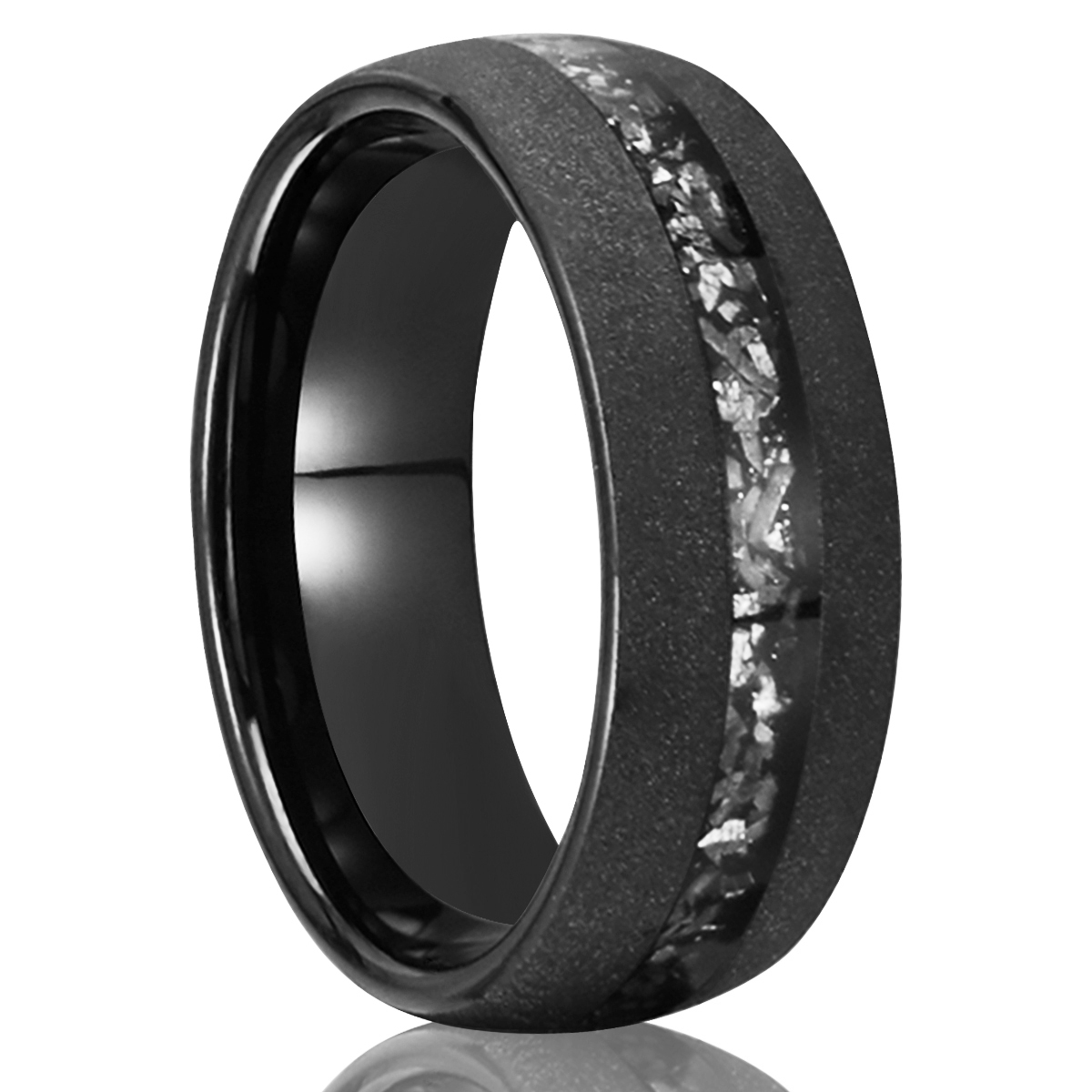 Bague en carbure de météorite sablée noire pour hommes et femmes, bague de fiançailles de mariage, d'anniversaire, unisexe, 8mm: 9