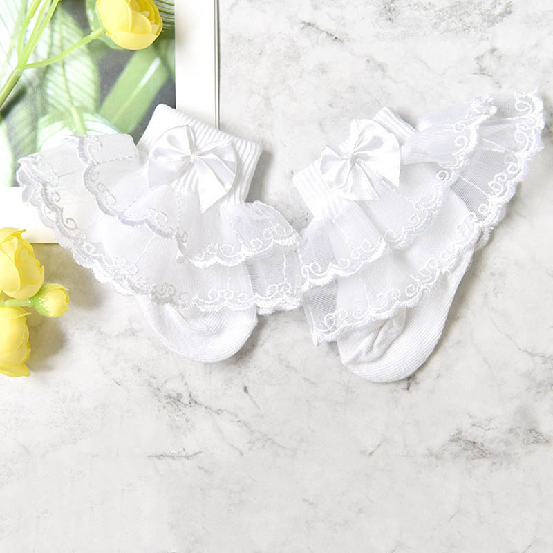 10 paires/lot coton bébé fille princesse dentelle volants chaussettes enfants cheville chaussettes pour robe de Ballet