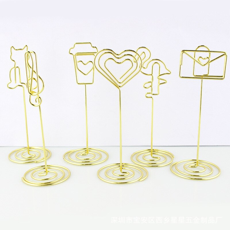 10pcs Table Number Holder Various Shapes Place Cards Holders Stands Photo Note Clips for Wedding Birthday Event Reception Decor