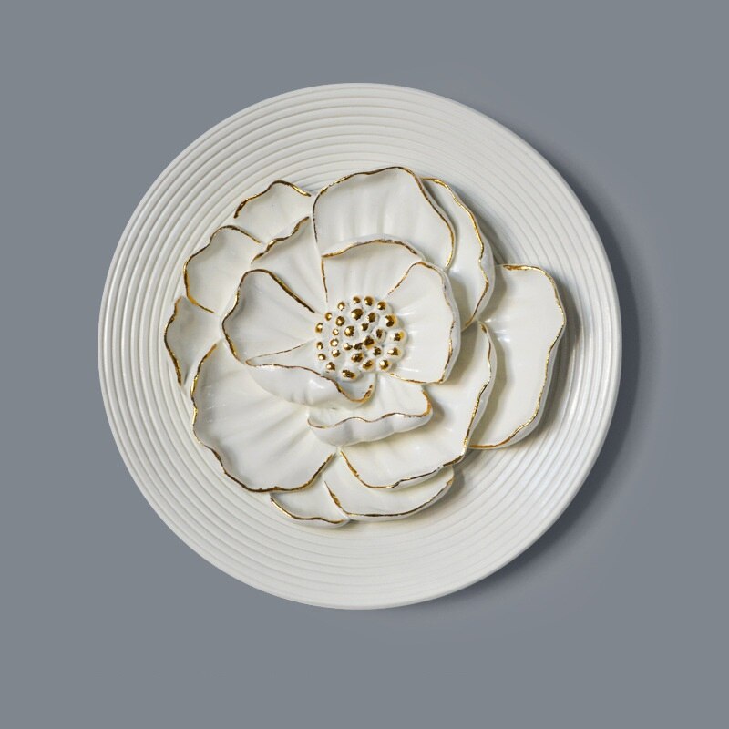 8 Inch Resin Flower Decorative Board Wall Panel Wall Decoration For Home Decoration Three-dimensional European hotel club hall a: Peony A