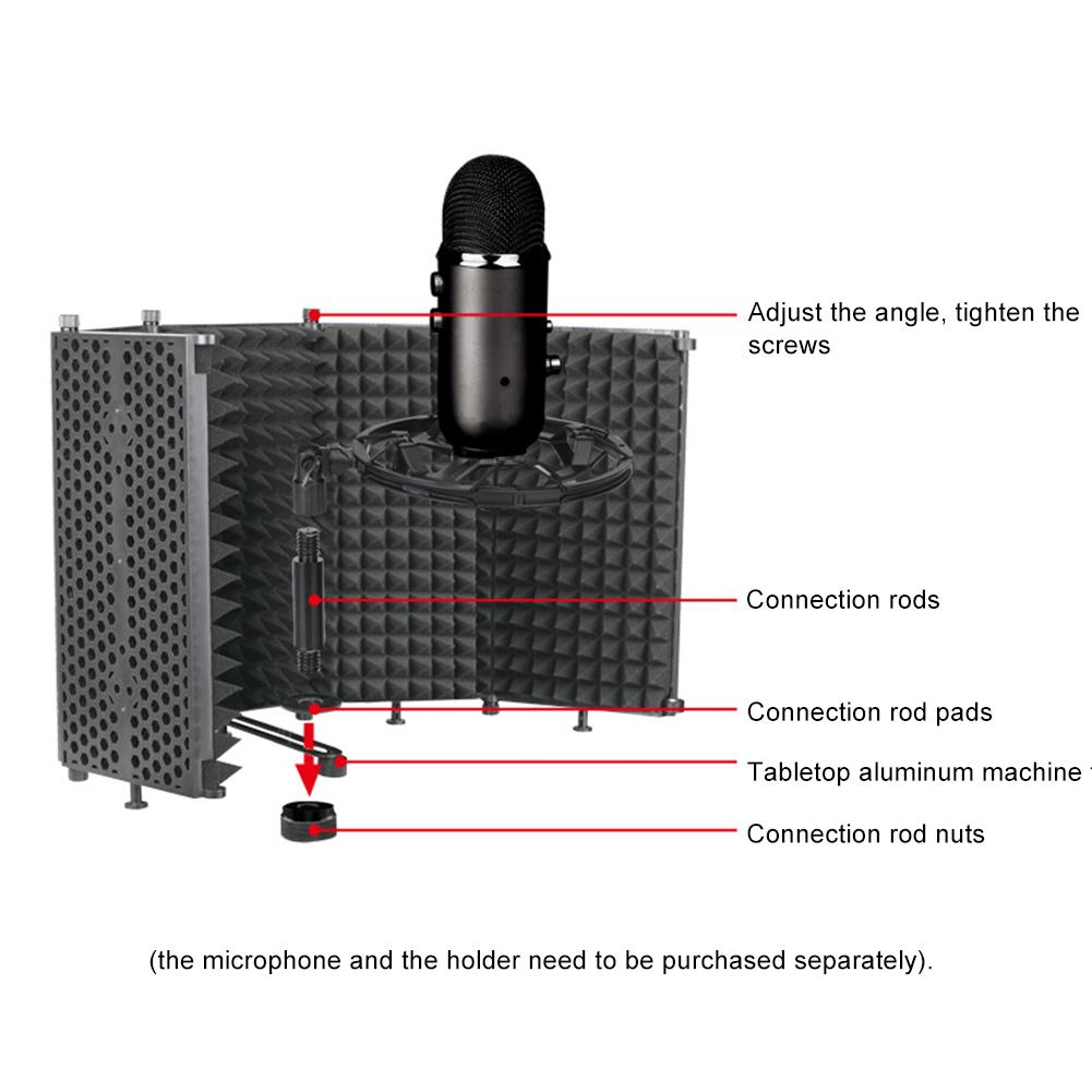 5 panneaux pliable Studio Microphone Isolation bouclier enregistrement son absorbeur mousse panneau Portable Microphone isolateur Compatible