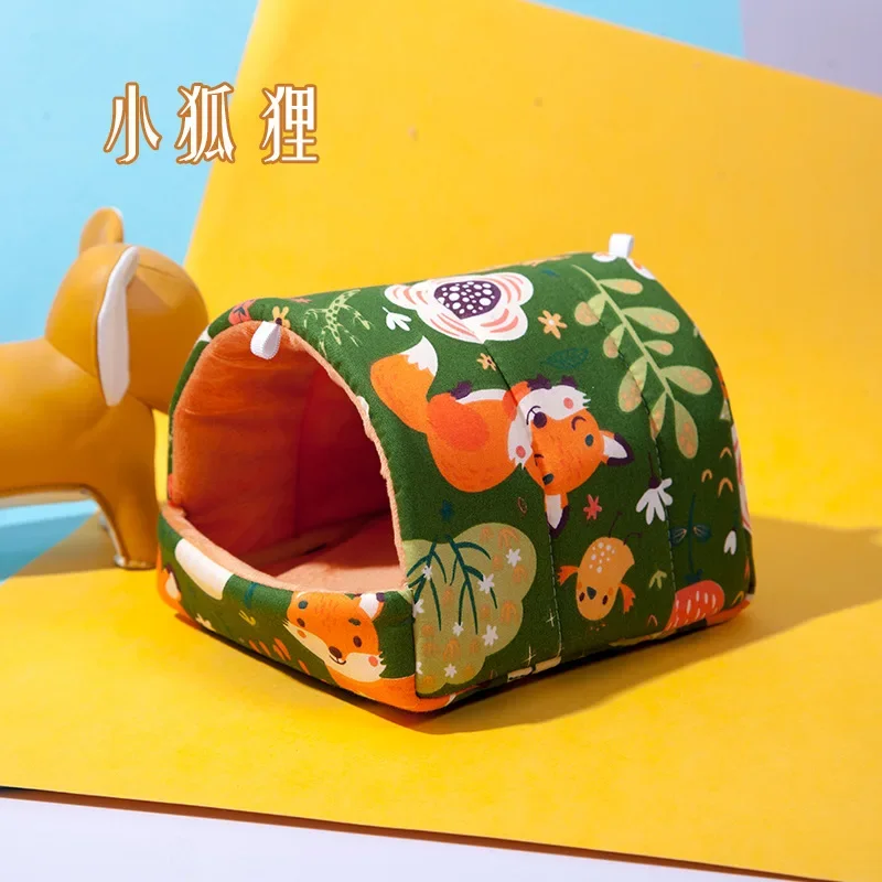 Hamsterhuis Cavia Nest Klein dier Slaapbed Winter Warm Katoenen Mat Zachte accessoires voor knaagdier Cavia Rat Knaagdier: M / plum