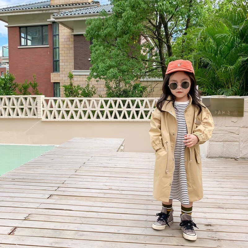 3868 freundlicher Mantel Neue Herbst Trenchcoat Koreanische Jungen und Mädchen Oberbekleidung 2 Farben 1-7 Jahr freundlicher lange Mantel Jacke
