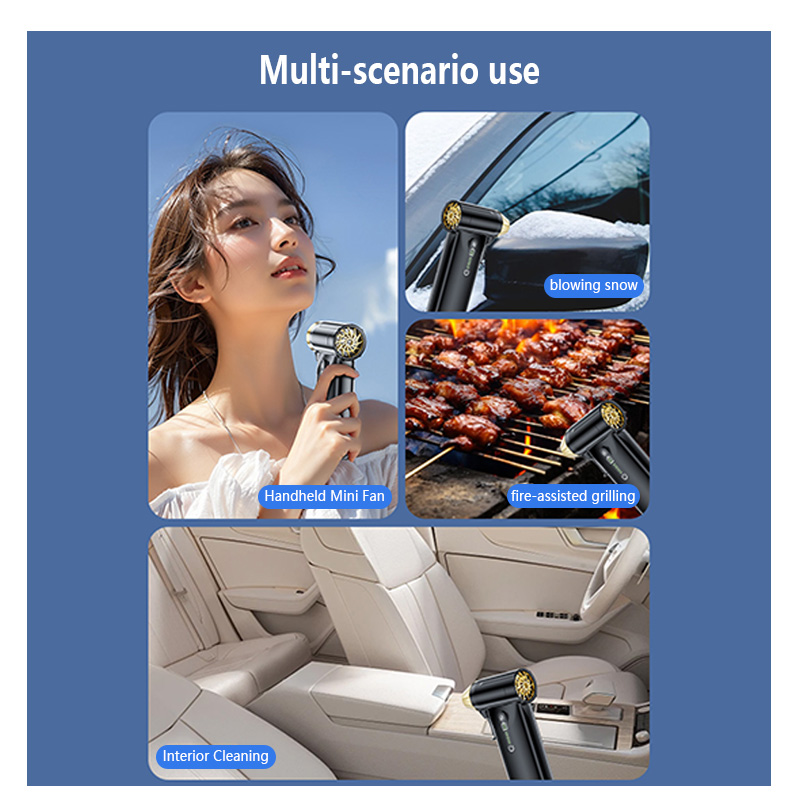 130000RPM hurricane handheld dust blower can be used for snow blowing, barbecue assistance, car cleaning, etc