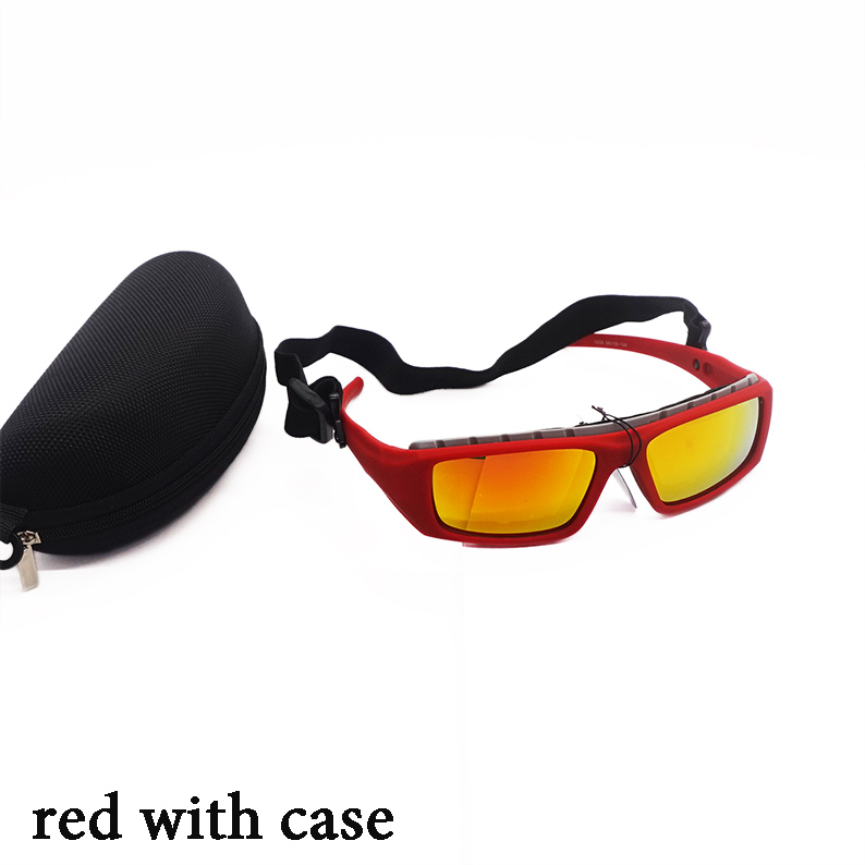 Skidglasögon sportsolglasögon med fodral skidglasögon unisex utomhusglasögon set lätt och bekvämt märke: Röd med fodral