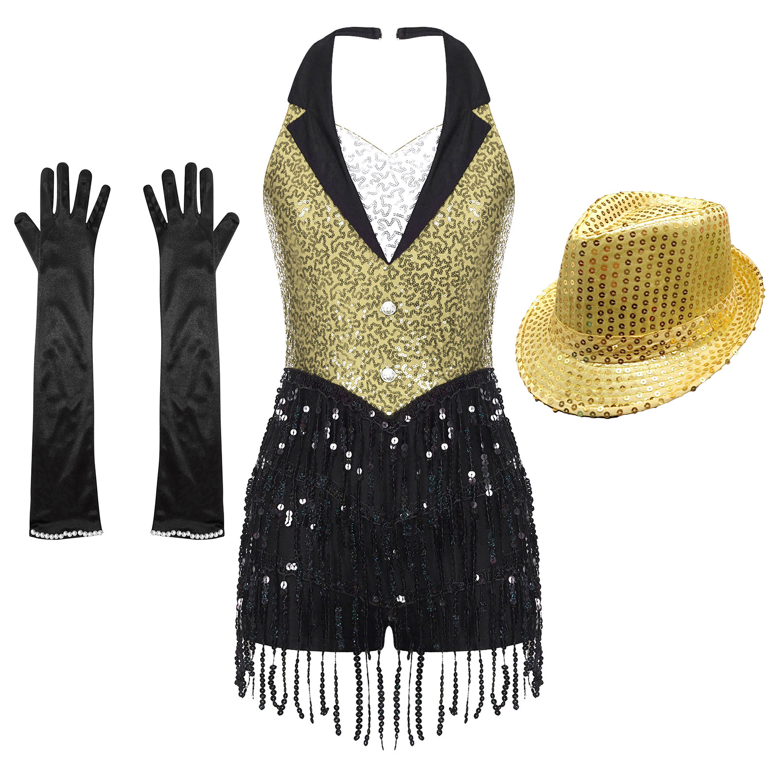 Robe de danse moderne pour femmes, Costume de spectacle à paillettes brillantes, sans manches, Jazz latin, Tango, Salsa, justaucorps, tenue: L / Marron