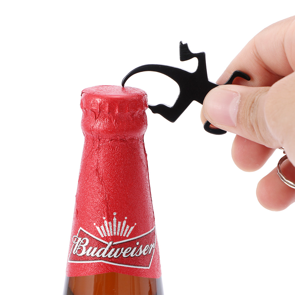 Firben form nyhed aluminiumslegering nøglering nøglering bar øl flaske låg åbner lommeværktøj