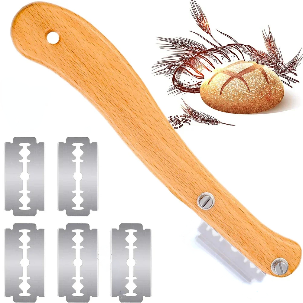 Bread Cutter Lame Wooden Handle Slashing Dough Scoring Knife with Replaceable Blades For Making Kitchen Tools: Pink
