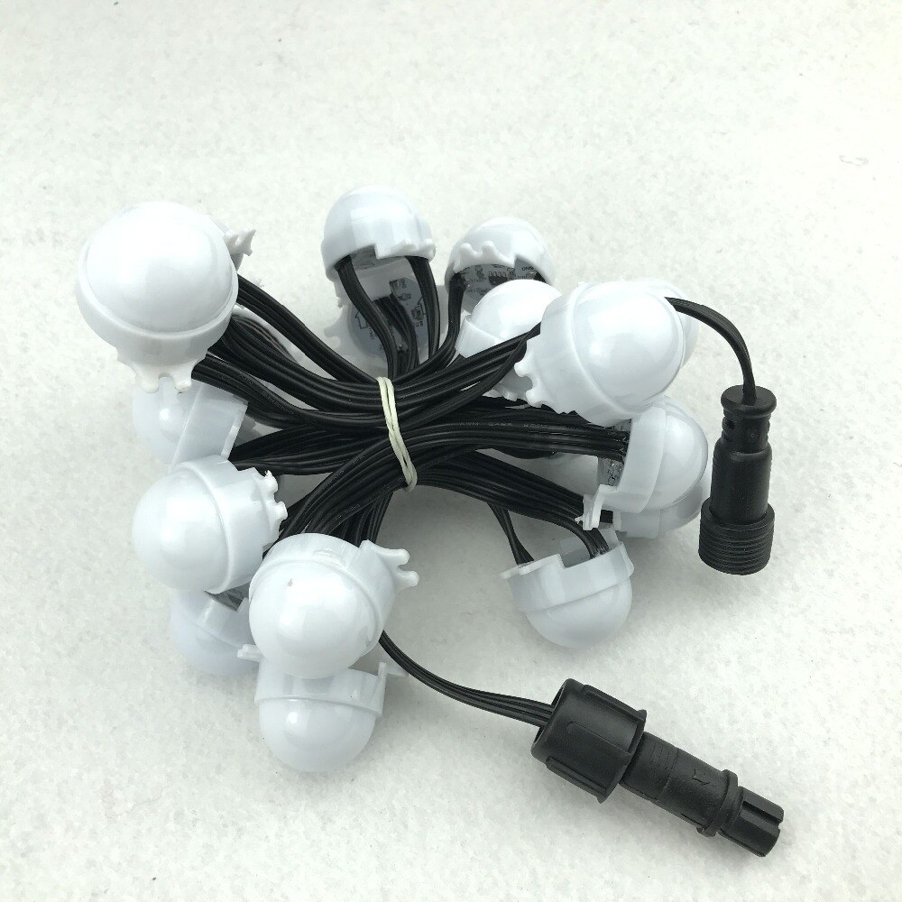 30mm diameter;IP68;12V;WS2811;addressable led smart module;0.72W;RGB full color;milky cover;18AWG black wire;0.2m xConnect pigta